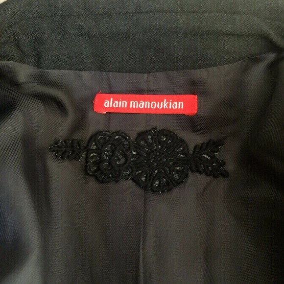 Alain Manoukian Jacket Blazer Gray Tie Notch Lapel - Picture 5 of 5